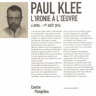 Livret de l'exposition Paul Klee, l'ironie à l'oeuvre, Centre Georges Pompidou, 2016